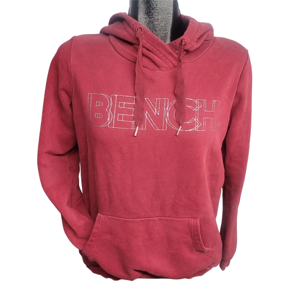 Bench Red Pullover Hoodie With Logo Front Size M